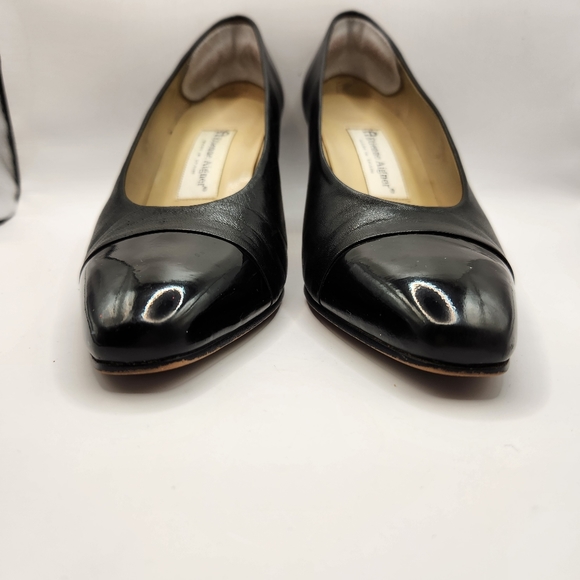 Vintage Etienne Aigner Marietta Black Leather 3" Pump Heels Size 8 Made in Spain - Picture 3 of 10